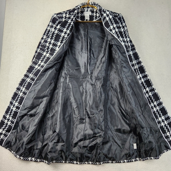 Worthington Womens Size 4 Black/White Soft Houndstooth Button Up Pea Coat - Picture 13 of 14